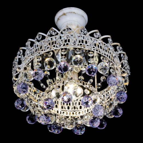 Люстра Астра шар №1 Фиолетовая белая в Новокузнецке Гусь Хрустальный