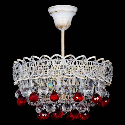 Люстра Астра шар №1 Красная белая в Новокузнецке Гусь Хрустальный