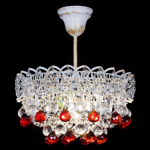 Люстра Астра шар №1 Красная белая в Новокузнецке Гусь Хрустальный