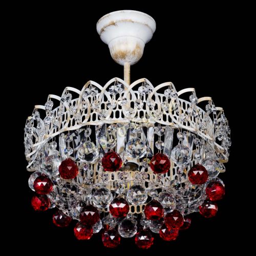 Люстра Астра шар №1 Красная белая в Новокузнецке Гусь Хрустальный