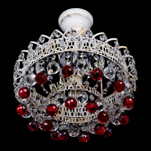 Люстра Астра шар №1 Красная белая в Новокузнецке Гусь Хрустальный