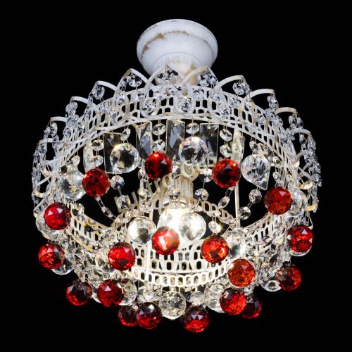 Люстра Астра шар №1 Красная белая в Новокузнецке Гусь Хрустальный