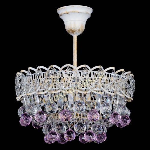 Люстра Астра шар №1 Розовая белая в Новокузнецке Гусь Хрустальный