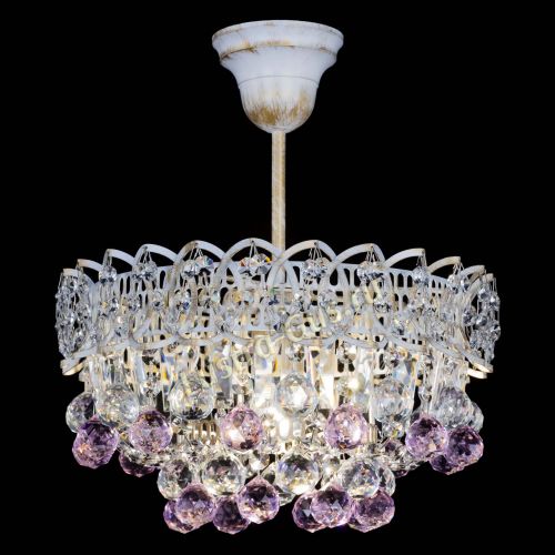 Люстра Астра шар №1 Розовая белая в Новокузнецке Гусь Хрустальный