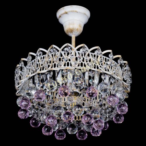 Люстра Астра шар №1 Розовая белая в Новокузнецке Гусь Хрустальный