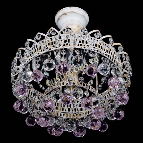 Люстра Астра шар №1 Розовая белая в Новокузнецке Гусь Хрустальный