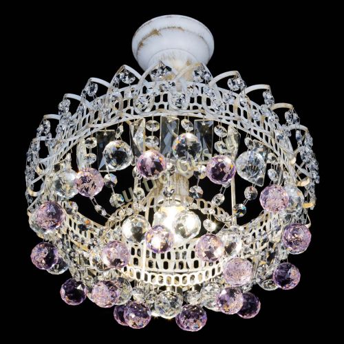 Люстра Астра шар №1 Розовая белая в Новокузнецке Гусь Хрустальный