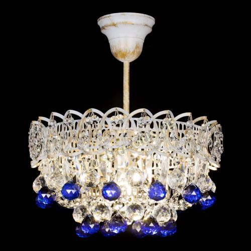 Люстра Астра шар №1 Синяя белая в Новокузнецке Гусь Хрустальный