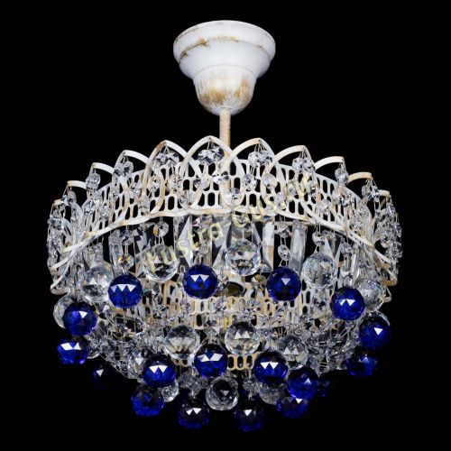 Люстра Астра шар №1 Синяя белая в Новокузнецке Гусь Хрустальный