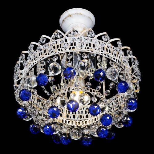 Люстра Астра шар №1 Синяя белая в Новокузнецке Гусь Хрустальный