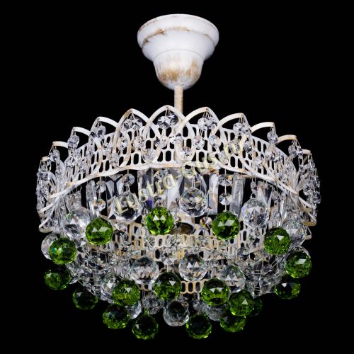 Люстра Астра шар №1 Зеленая белая в Новокузнецке Гусь Хрустальный