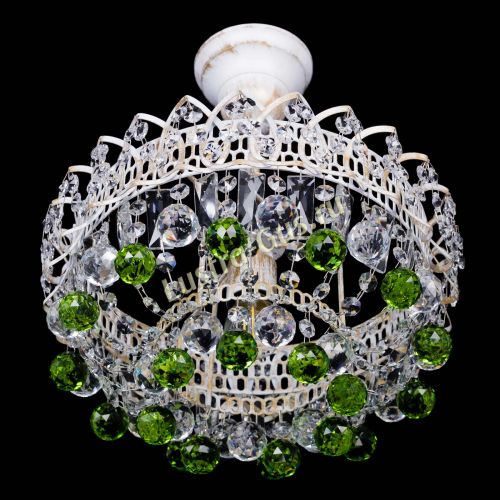 Люстра Астра шар №1 Зеленая белая в Новокузнецке Гусь Хрустальный