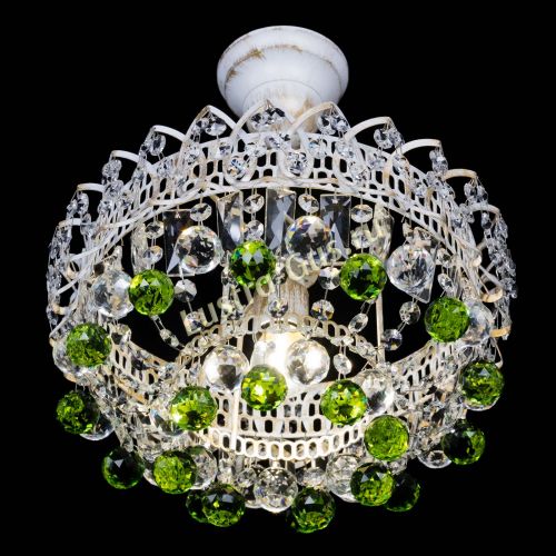 Люстра Астра шар №1 Зеленая белая в Новокузнецке Гусь Хрустальный