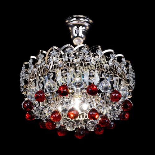 Люстра Астра шар красная 1 лампа в Новокузнецке Гусь Хрустальный