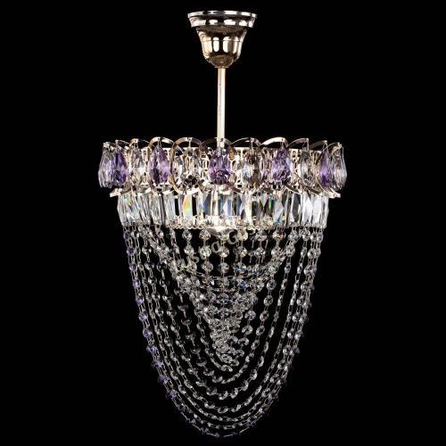 Люстра Астра Водоворот с подвесом №1 фиолетовая в Новокузнецке Гусь Хрустальный