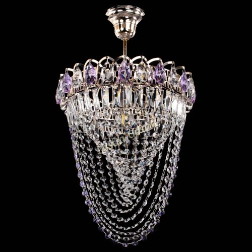 Люстра Астра Водоворот с подвесом №1 фиолетовая в Новокузнецке Гусь Хрустальный