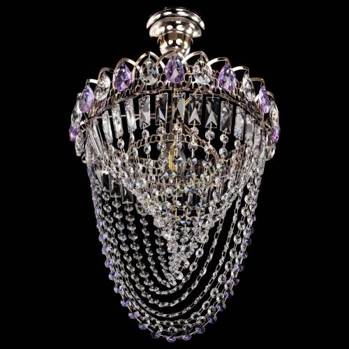 Люстра Астра Водоворот с подвесом №1 фиолетовая в Новокузнецке Гусь Хрустальный