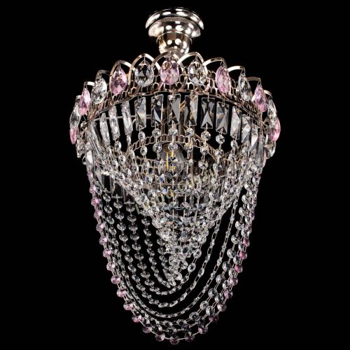 Люстра Астра Водоворот с подвесом №1 розовая в Новокузнецке Гусь Хрустальный