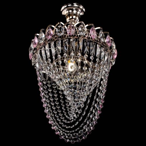 Люстра Астра Водоворот с подвесом №1 розовая в Новокузнецке Гусь Хрустальный