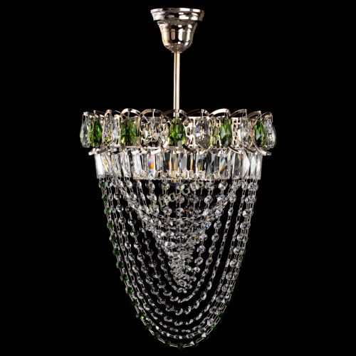 Люстра Астра Водоворот с подвесом №1 зеленая в Новокузнецке Гусь Хрустальный