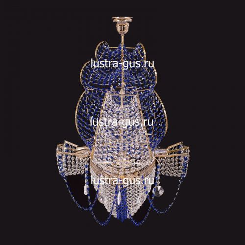 Люстра Черная Жемчужина синяя в Новокузнецке Гусь Хрустальный