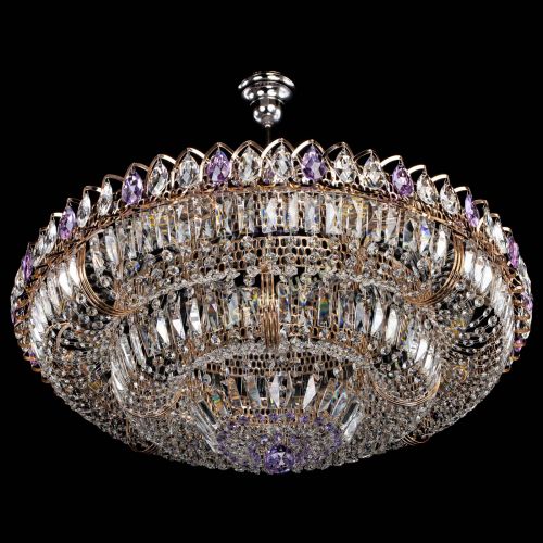Люстра Двойное кольцо пластинка с подвесом Фиолетовая в Новокузнецке Гусь Хрустальный