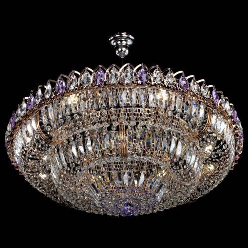 Люстра Двойное кольцо пластинка с подвесом Фиолетовая в Новокузнецке Гусь Хрустальный