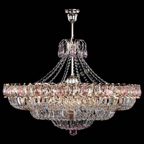 Люстра Двойное кольцо пластинка с подвесом Розовая в Новокузнецке Гусь Хрустальный