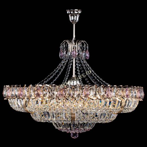 Люстра Двойное кольцо пластинка с подвесом Розовая в Новокузнецке Гусь Хрустальный