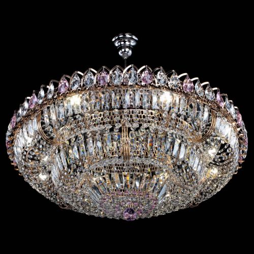 Люстра Двойное кольцо пластинка с подвесом Розовая в Новокузнецке Гусь Хрустальный