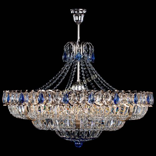 Люстра Двойное кольцо пластинка с подвесом Синяя в Новокузнецке Гусь Хрустальный