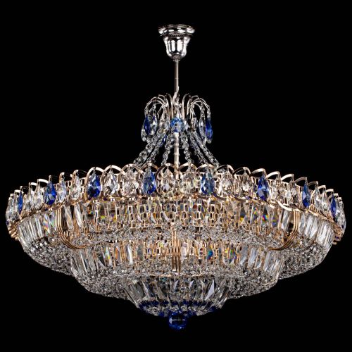 Люстра Двойное кольцо пластинка с подвесом Синяя в Новокузнецке Гусь Хрустальный