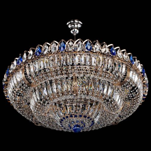 Люстра Двойное кольцо пластинка с подвесом Синяя в Новокузнецке Гусь Хрустальный