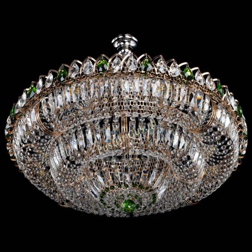 Люстра Двойное кольцо пластинка с подвесом Зеленая в Новокузнецке Гусь Хрустальный