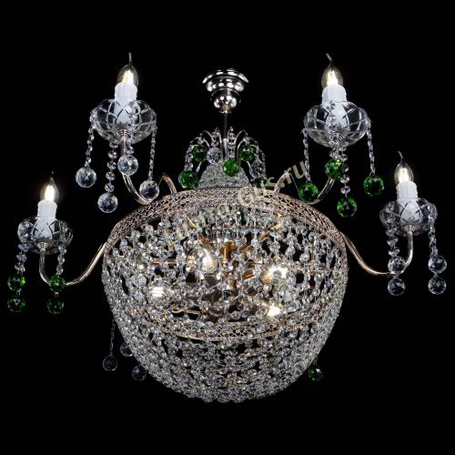 Люстра Елизавета №11 Венеция зеленая в Новокузнецке Гусь Хрустальный