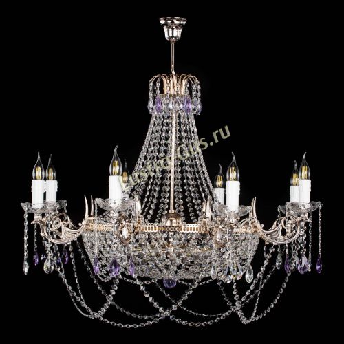 Люстра Елизавета №13 фиолетовая в Новокузнецке Гусь Хрустальный