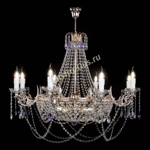 Люстра Елизавета №13 фиолетовая в Новокузнецке Гусь Хрустальный
