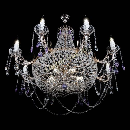 Люстра Елизавета №13 фиолетовая в Новокузнецке Гусь Хрустальный