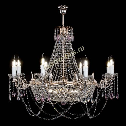 Люстра Елизавета №13 розовая в Новокузнецке Гусь Хрустальный