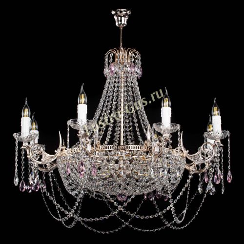 Люстра Елизавета №13 розовая в Новокузнецке Гусь Хрустальный