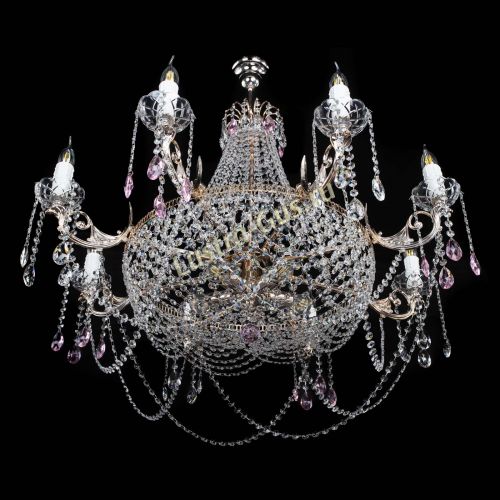 Люстра Елизавета №13 розовая в Новокузнецке Гусь Хрустальный