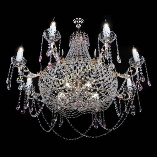 Люстра Елизавета №13 розовая в Новокузнецке Гусь Хрустальный