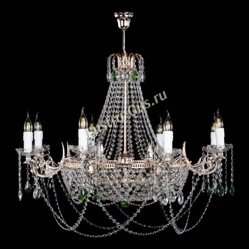 Люстра Елизавета №13 зеленая в Новокузнецке Гусь Хрустальный