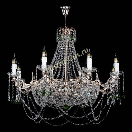 Люстра Елизавета №13 зеленая в Новокузнецке Гусь Хрустальный