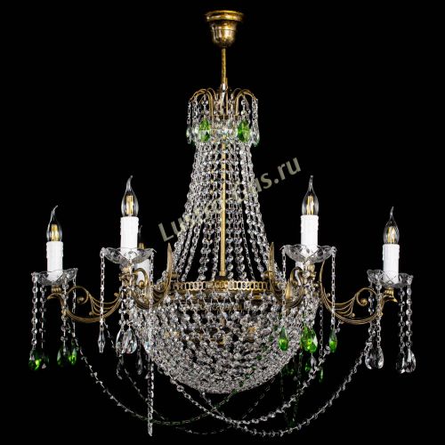 Люстра Елизавета малая №9 под бронзу Зеленая в Новокузнецке Гусь Хрустальный