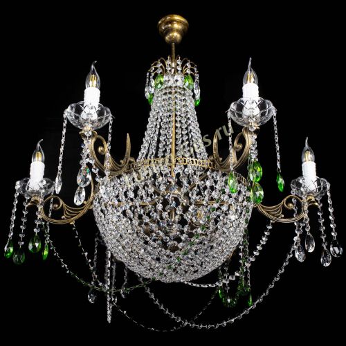 Люстра Елизавета малая №9 под бронзу Зеленая в Новокузнецке Гусь Хрустальный