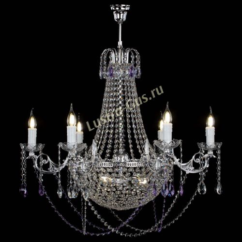 Люстра Елизавета малая №9 фиолетовая в Новокузнецке Гусь Хрустальный