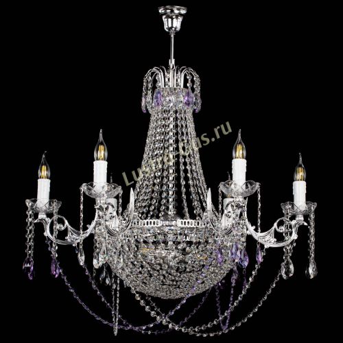 Люстра Елизавета малая №9 фиолетовая в Новокузнецке Гусь Хрустальный