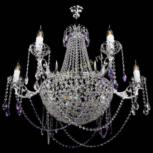 Люстра Елизавета малая №9 фиолетовая в Новокузнецке Гусь Хрустальный