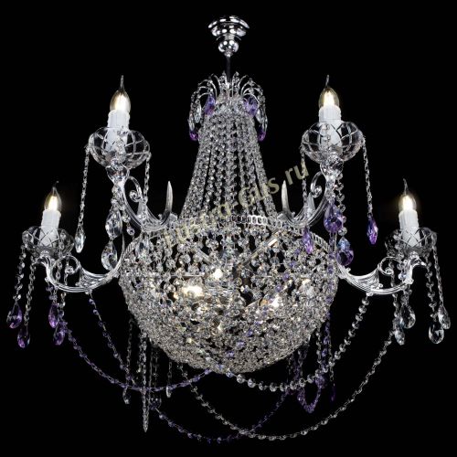 Люстра Елизавета малая №9 фиолетовая в Новокузнецке Гусь Хрустальный